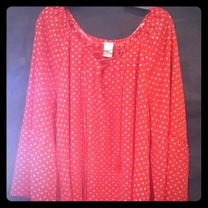 Faded Glory Womens Plus Size 3X Red Blouse